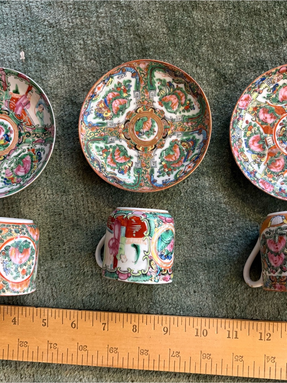 3 Antique Rose Medallion Demitasse Cups